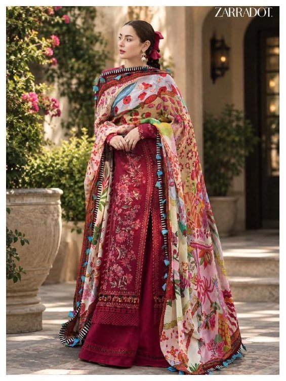Hussain Rehar — Bloom Luxury Lawn 3-Piece Cross-Stitch Embroidered Suit