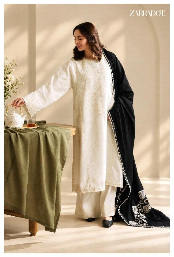 Coco by Zara Shahjahan — Embroidered Dhanak 3-Piece Unstitched Suit - Image 3